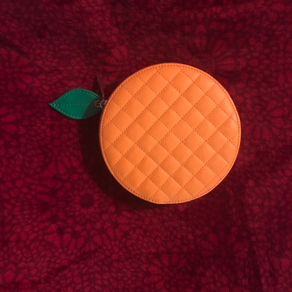 Tartan + Twine Orange Quilted Makeup Case